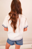White Auburn Tigers script sweater top with navy ringer trim — view 5