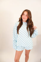 Baby Blue + Brown Polka Dot Shorts Set