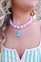 Pink Beaded Charm Necklace