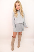 Cozy Sweater + Mini Skirt Set - Gray