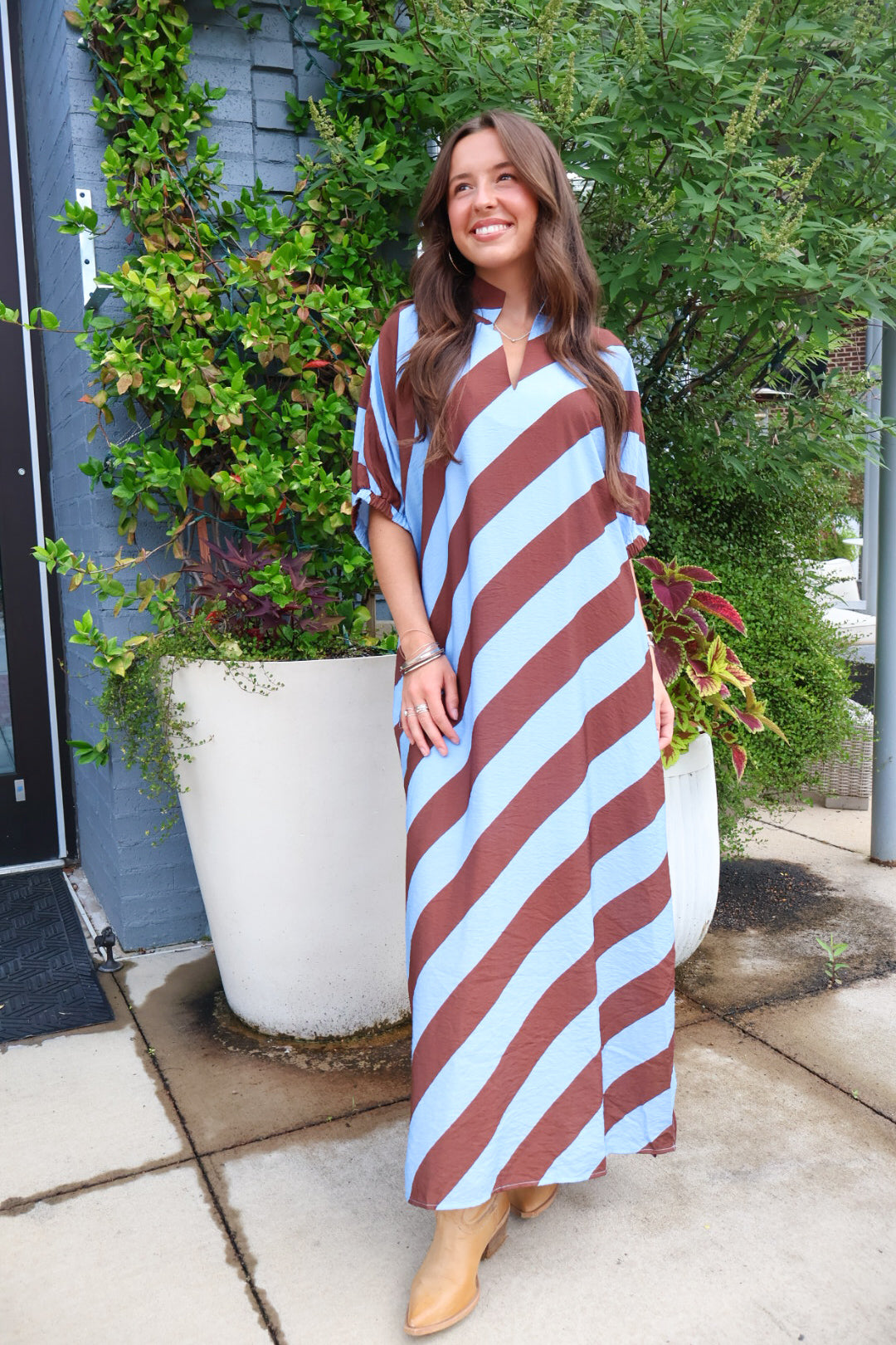 Fun Stripes Maxi Dress - Blue