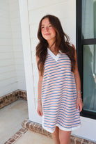 Red White & Blue Stripe V-Neck Dress