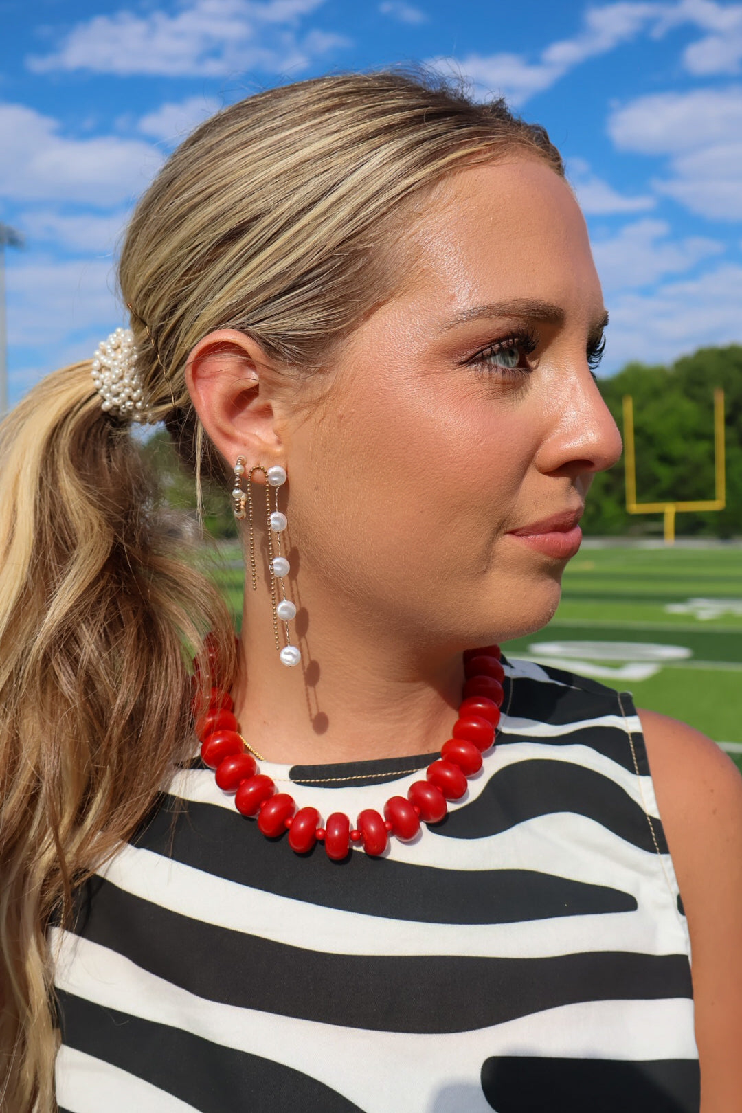 Red Chunky Disc Bead Necklace