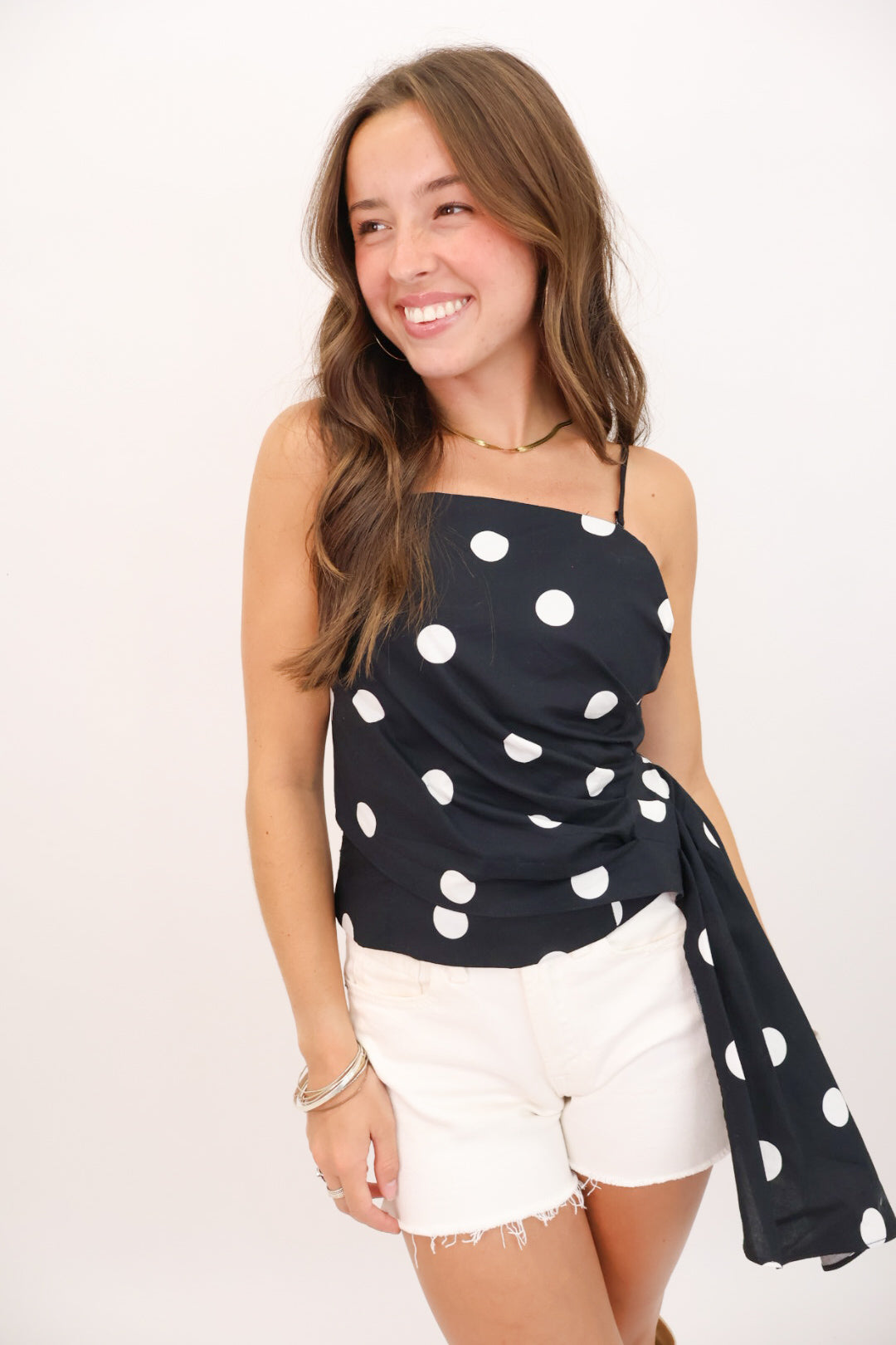 Polka Dot Cami Top - Black