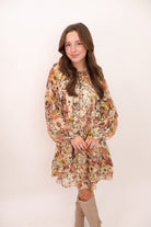 Floral Chiffon Gold Thread Dress