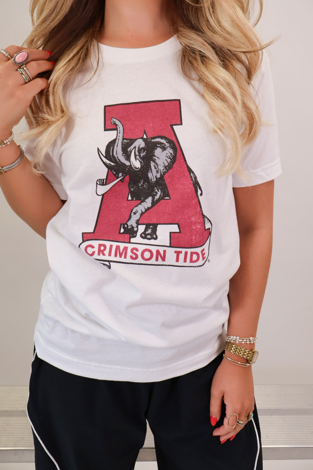 White Alabama Crimson Tide vintage elephant A tee — view 3