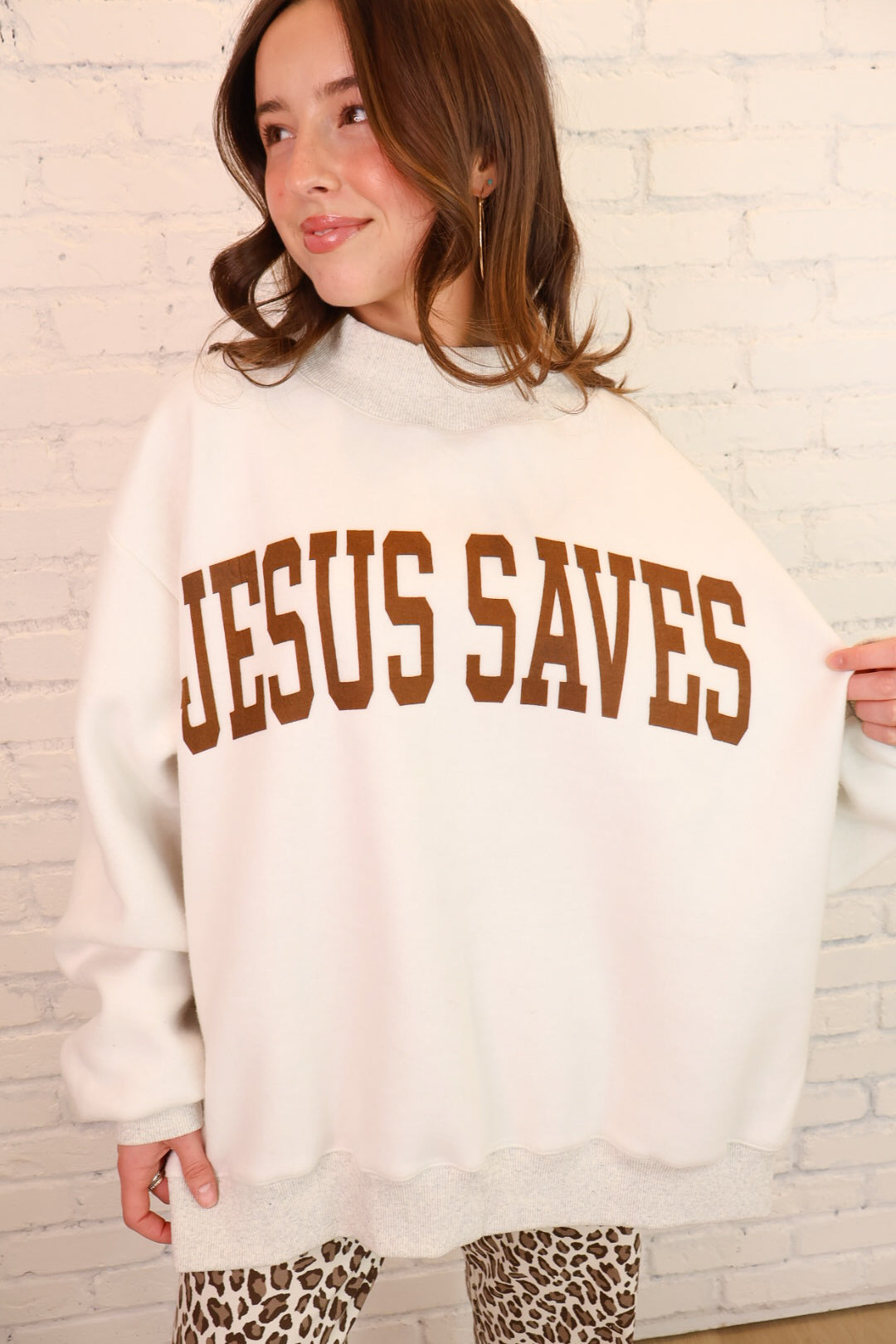 Jesus Saves Reversible Mockneck Pullover – Moda Boutique
