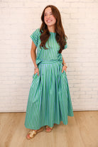 Bold Moves Striped Midi Skirt Set - Green Sky