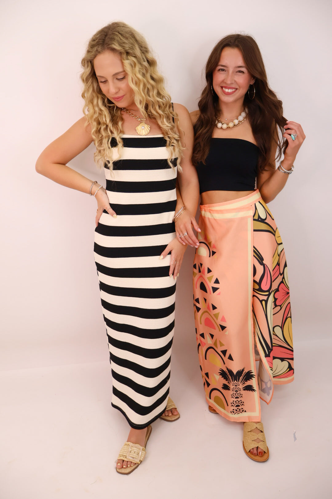 【THE MOZZ】Peach Wrap Long Skirt Sunset Mirage Wrap Skirt – Peach Multi – Moda Boutique