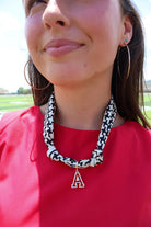 Red Letter A Charm Scarf Necklace