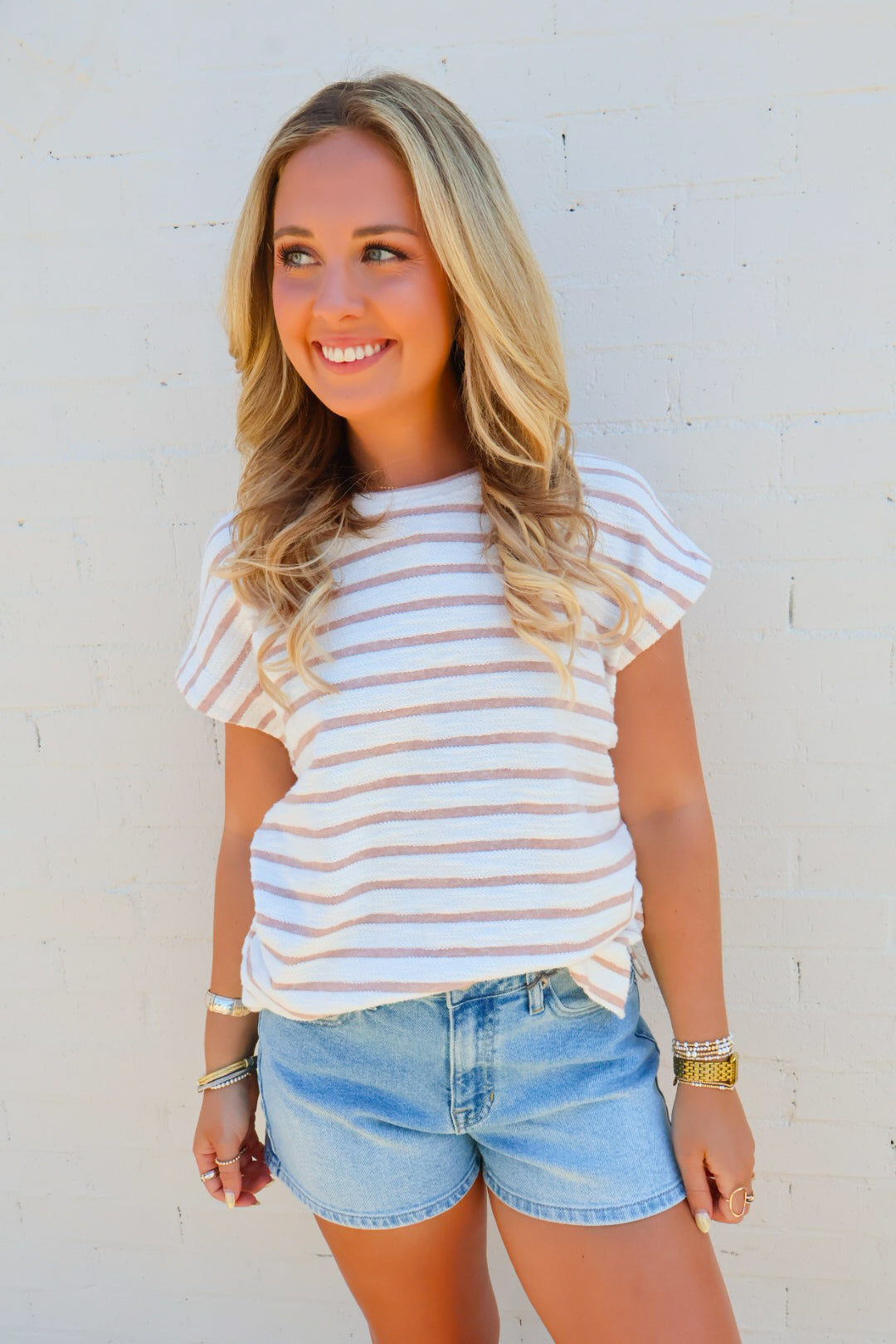 Neutral Stripe Knit Top