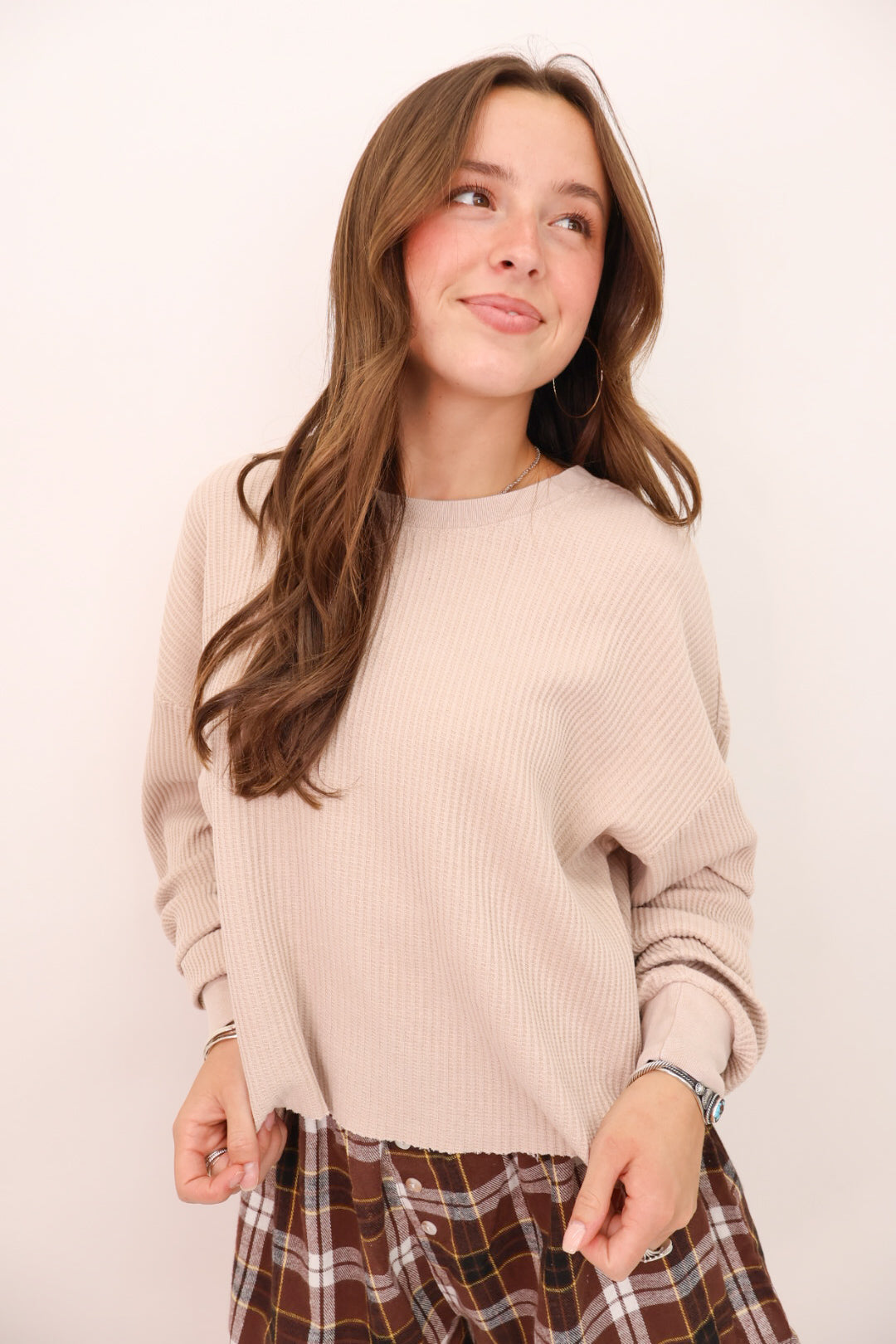 Thermal Boxy Top - Taupe