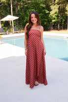 Brown and white polka dot maxi dress 