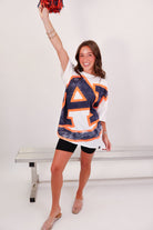 White Auburn Tigers oversized tee with distressed AU logo graphic — view 2