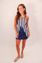 Navy Stripe Tunic Top & Skirt Set