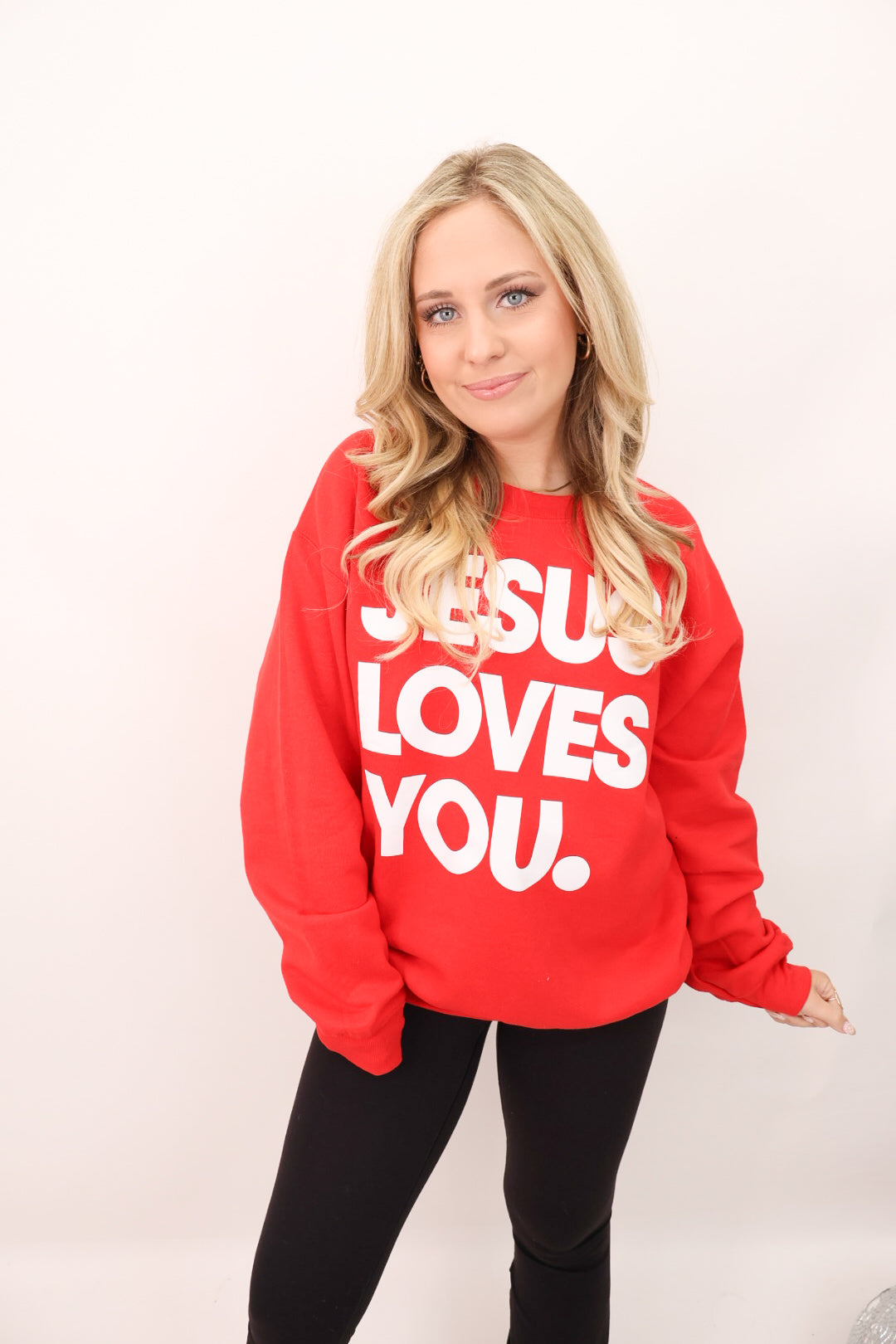 Jesus Loves You Sweatshirt - Red