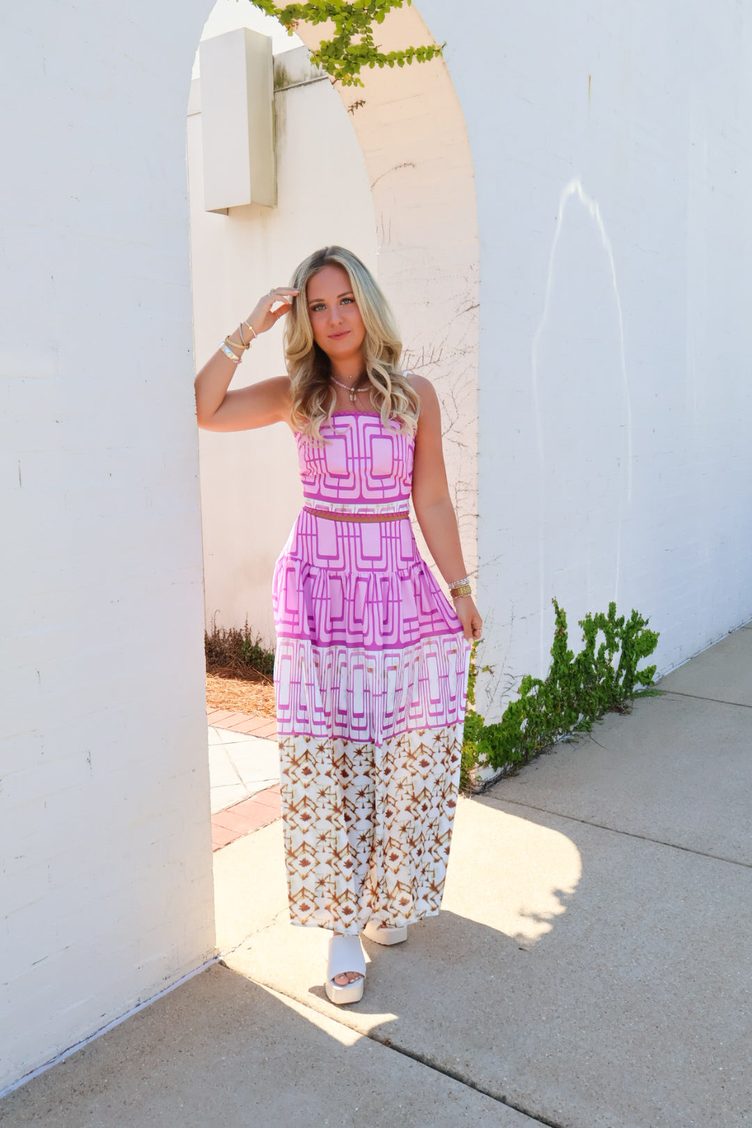 Lilac Mixed Print Maxi Skirt Set