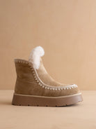 Faux Suede Shearling Platform Booties