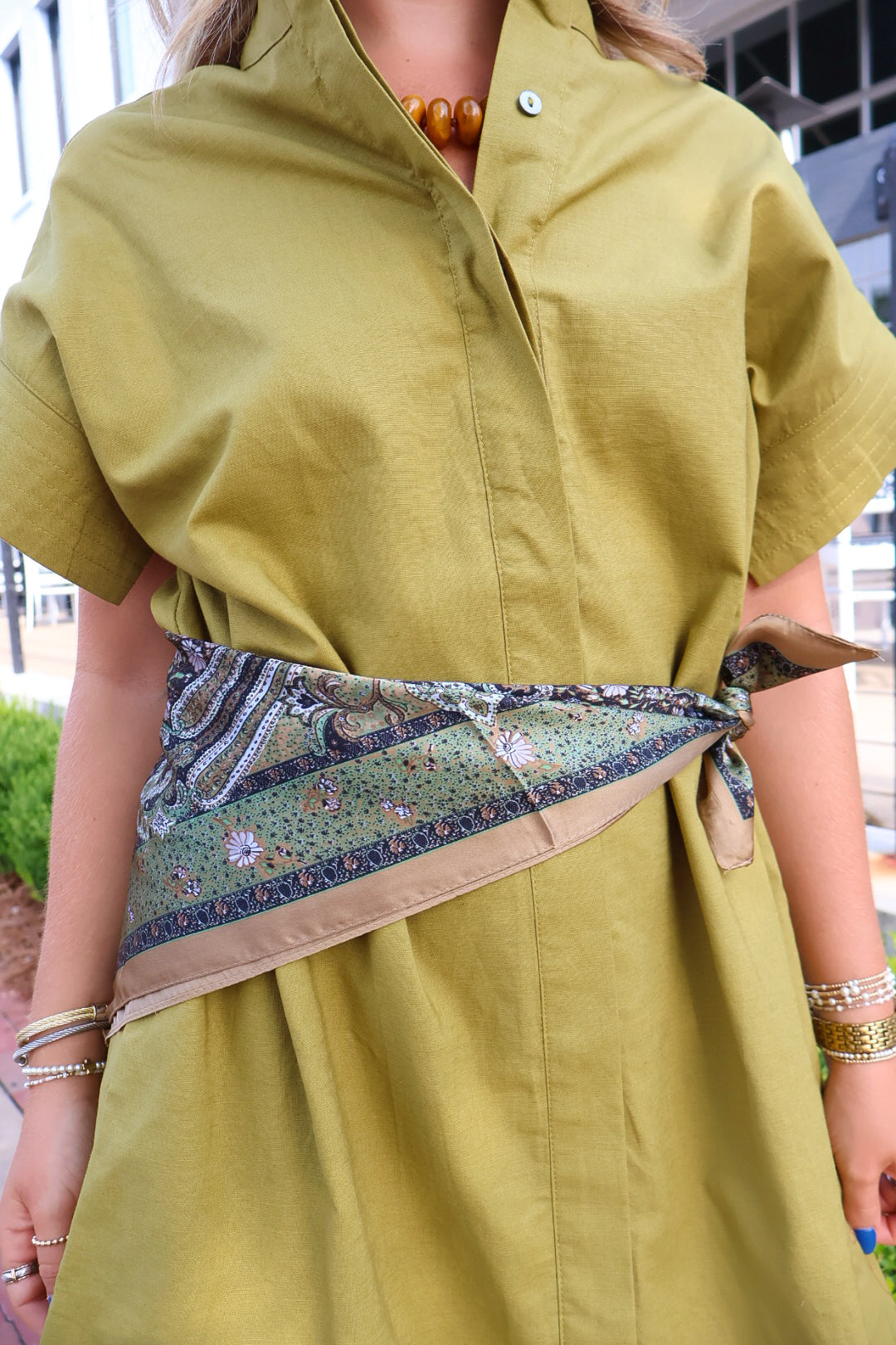 Olive Paisley Square Scarf