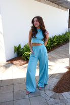 The Everyday Escape Ribbed Tank Set - Aqua