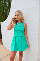 Knit/Cotton Skirt Set - Green