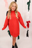 Cozy Sweater Dress - Red