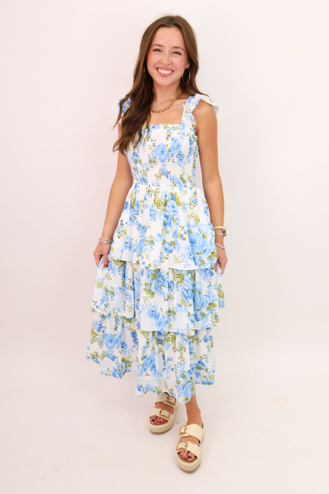 Summer Lovely Tiered Floral Maxi Dress