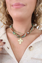 Green Cross Scarf Necklace