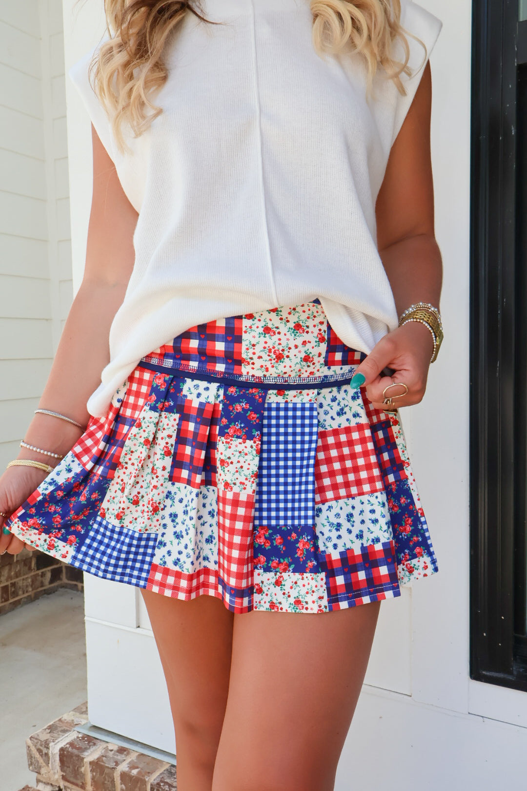 Americana Patchwork Active Skort