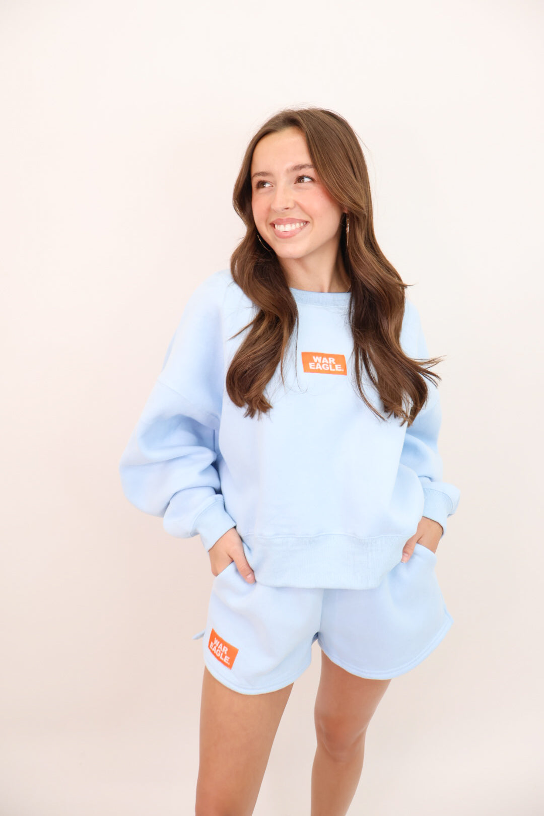 The Becca Boxy Pullover + Shorts Set - War Eagle Patch
