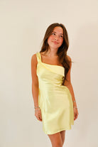 Sunshine Drape One Shoulder Satin Mini Dress