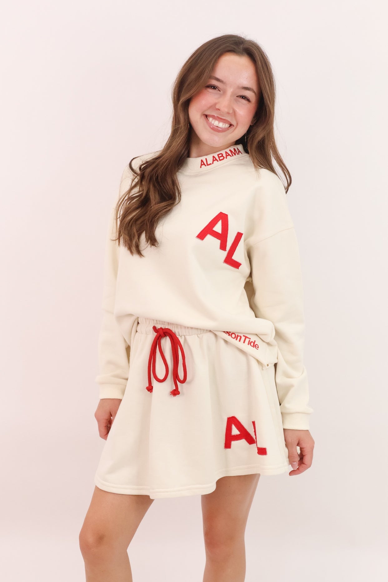 Alabama Cream Varsity Pullover + Skirt Set