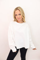Everyday Waffle Knit Long Sleeve Top – White