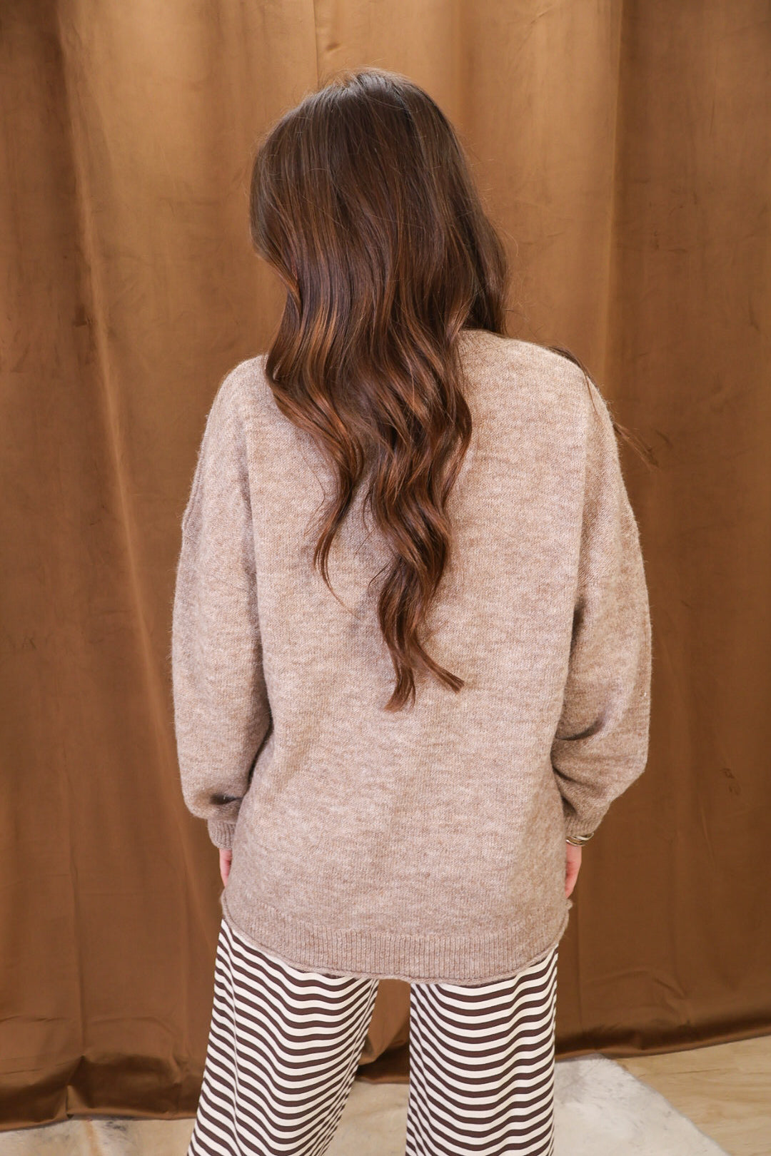 Mocha Mallard Graphic Sweater — back view.