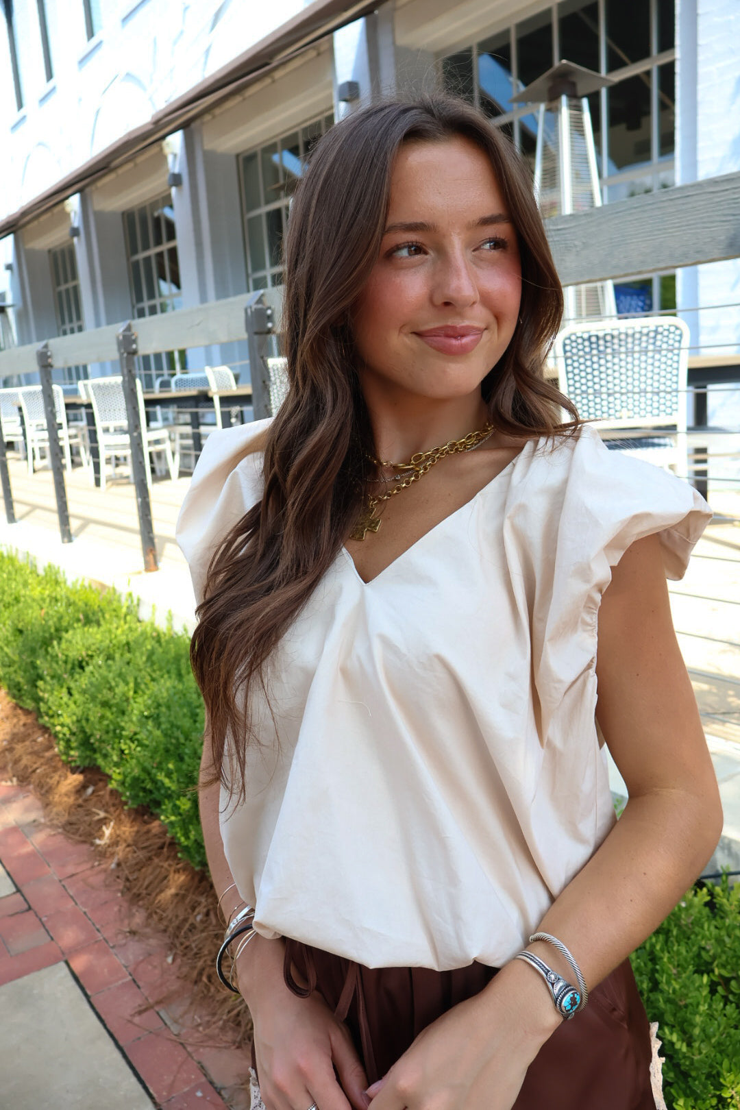 Ivory Bubble Hem Blouse