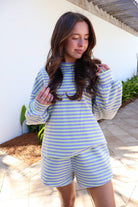 The Coastal Stripe Lounge Set - Lime/Lavender