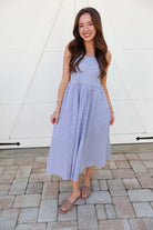 Coastal Navy Stripe Midi Dress