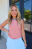 Multi Stripe Ribbed Tank - Melon/Blue