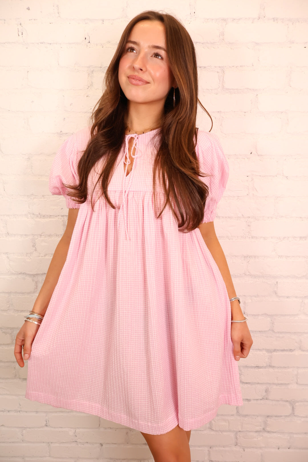 Gingham Babydoll Dress - Pink Moda Boutique Gingham Babydoll Dress - Pink Moda Boutique