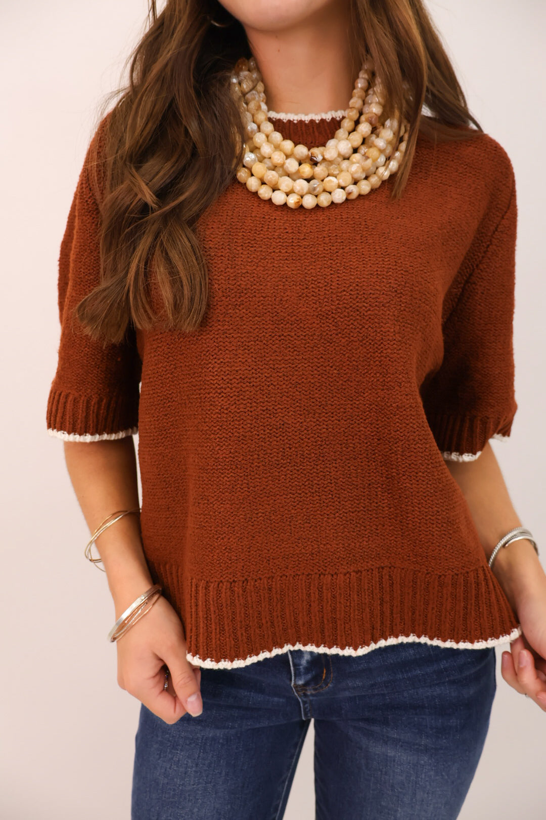 Rust Boxy Short Sleeve Sweater – Moda Boutique