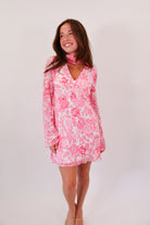 Rose Garden Scarf Neck Chiffon Mini Dress