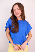 Open Back Everyday Slub Tee - Cobalt Blue