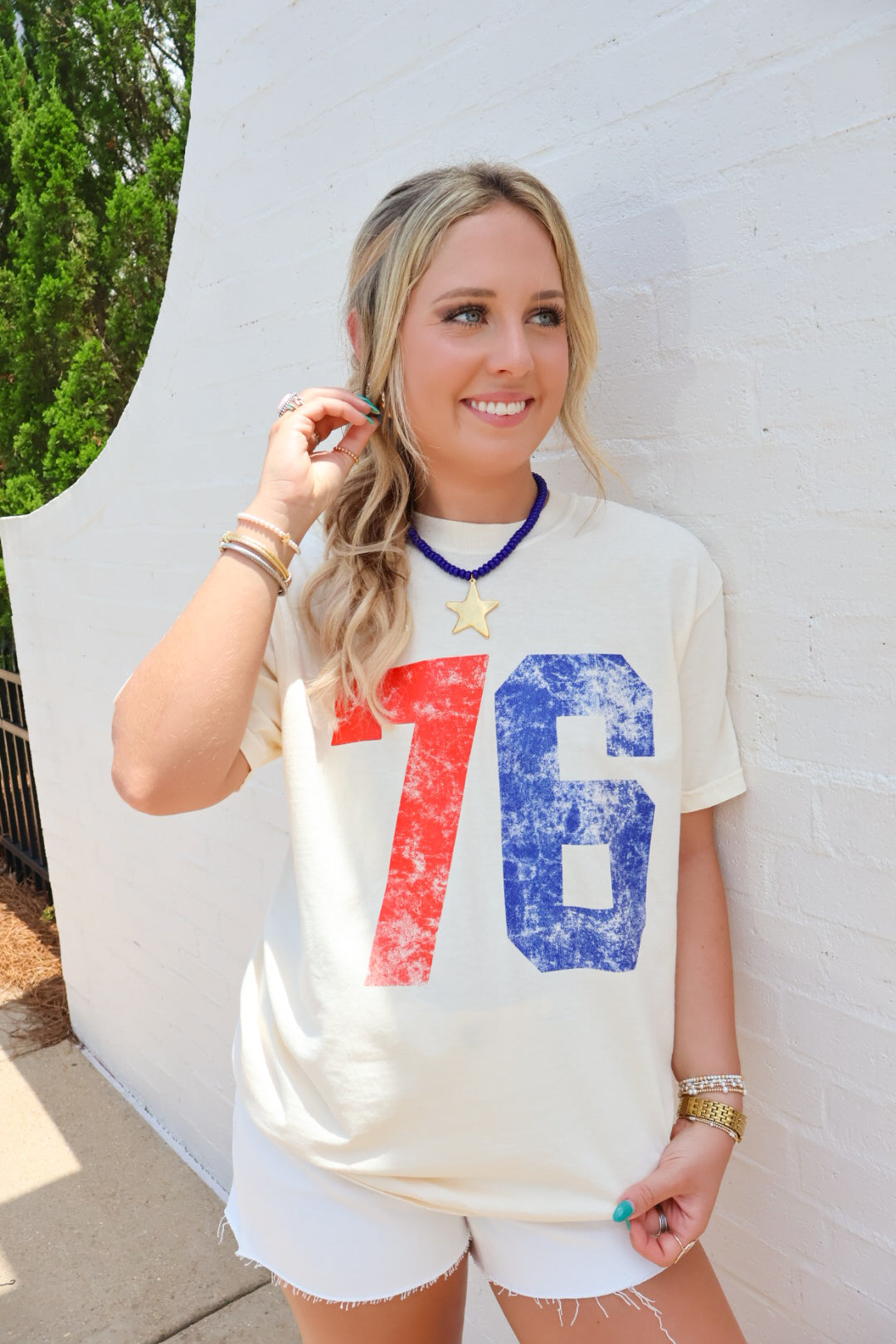 '76 Distressed Varsity Graphic Tee