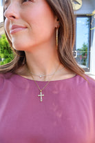 Gold Crystal Cross Pendant Necklace