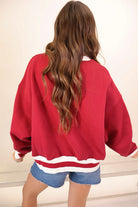 Crimson Alabama varsity mockneck pullover with white appliqué lettering — view 4