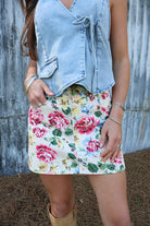 Floral Denim Mini Skirt
