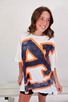 White Auburn Tigers oversized tee with distressed AU logo graphic — view 5