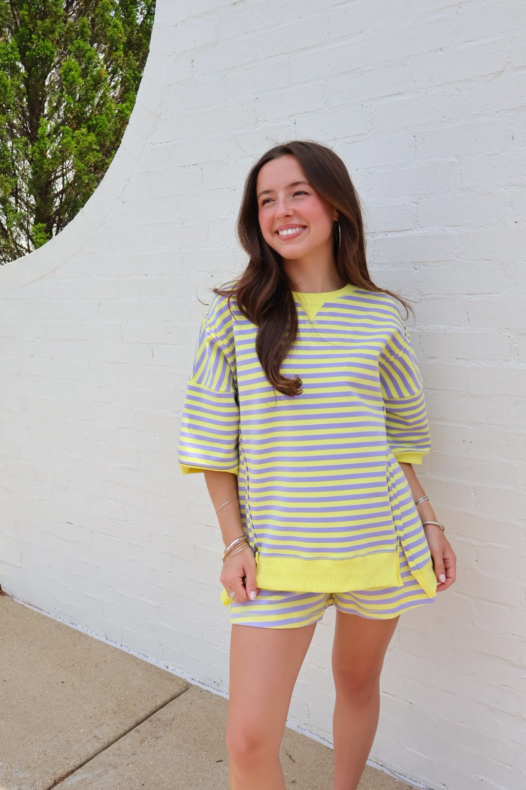Lavender Lemon Striped Lounge Set