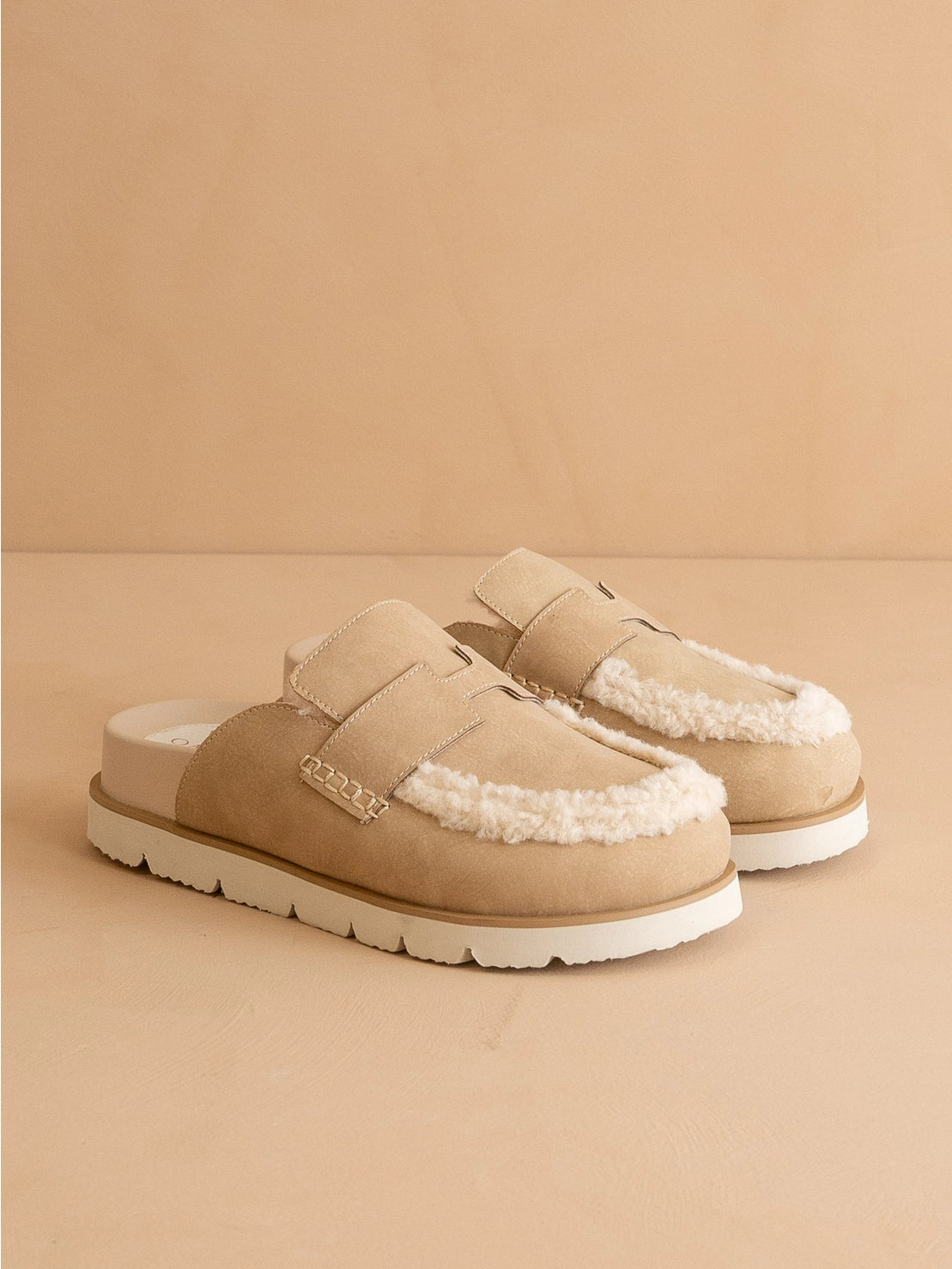 Oatmeal Shearling Mules