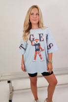 Baby blue Auburn Tigers oversized tee with retro Aubie graphic — view 3